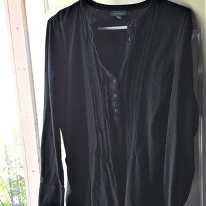 LRL Lauren Jeans Co. Ralph Lauren Black Pull-Over Cotton Shirt